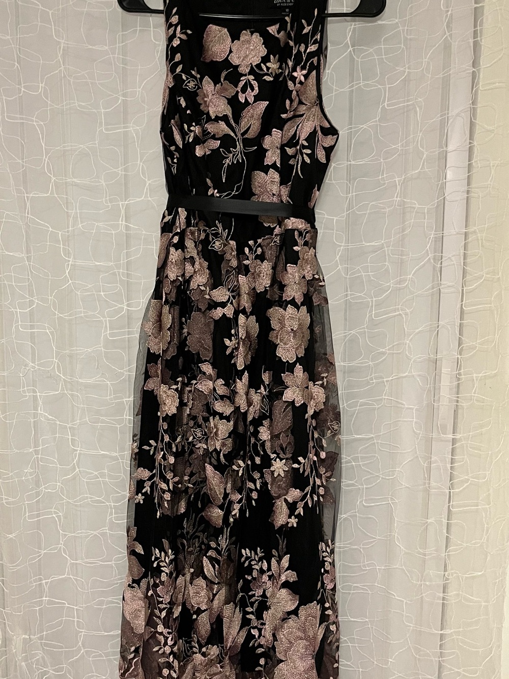 ALEX & EVE - Black and Dress with Rose Gold Floral Embroidery